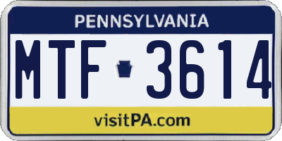 PA license plate MTF3614
