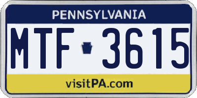 PA license plate MTF3615