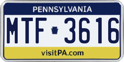 PA license plate MTF3616