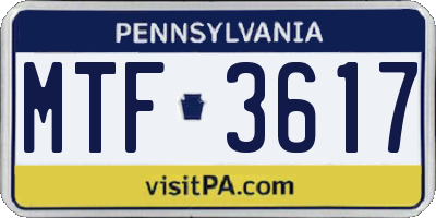 PA license plate MTF3617