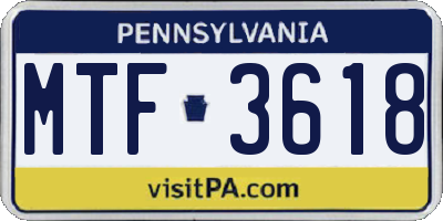 PA license plate MTF3618