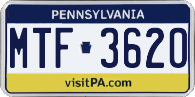PA license plate MTF3620