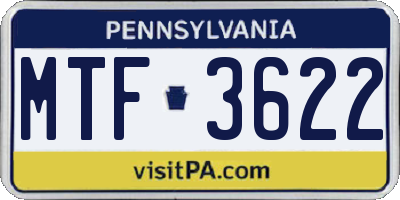 PA license plate MTF3622