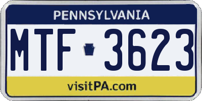 PA license plate MTF3623