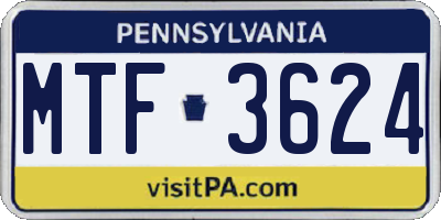 PA license plate MTF3624
