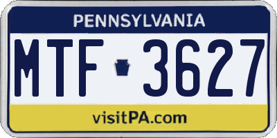 PA license plate MTF3627