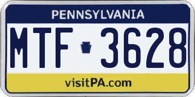 PA license plate MTF3628