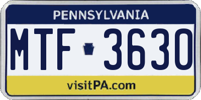 PA license plate MTF3630