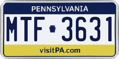 PA license plate MTF3631