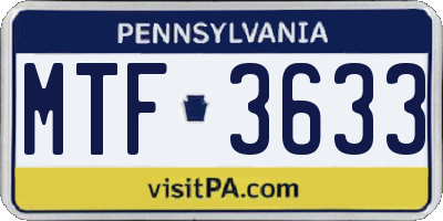 PA license plate MTF3633