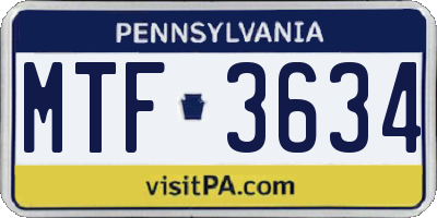PA license plate MTF3634