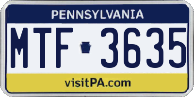 PA license plate MTF3635