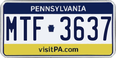PA license plate MTF3637