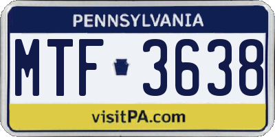 PA license plate MTF3638