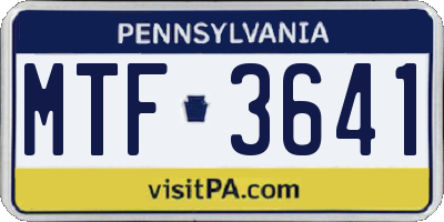 PA license plate MTF3641