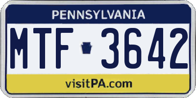 PA license plate MTF3642