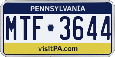 PA license plate MTF3644