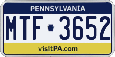 PA license plate MTF3652