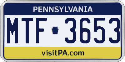 PA license plate MTF3653
