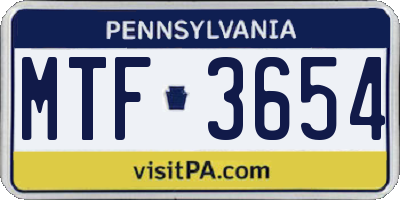 PA license plate MTF3654