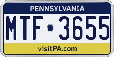 PA license plate MTF3655
