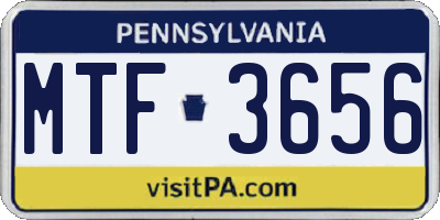 PA license plate MTF3656