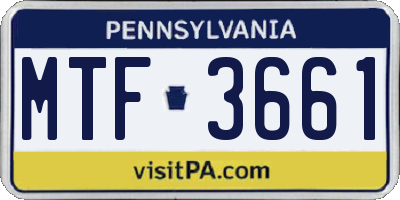 PA license plate MTF3661