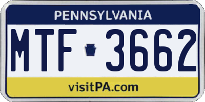 PA license plate MTF3662