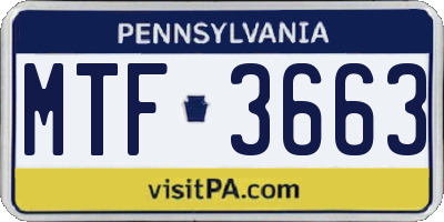 PA license plate MTF3663