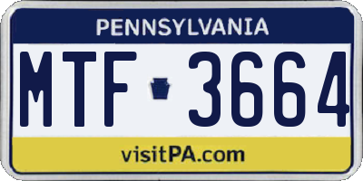 PA license plate MTF3664