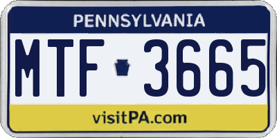 PA license plate MTF3665