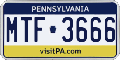 PA license plate MTF3666