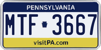 PA license plate MTF3667