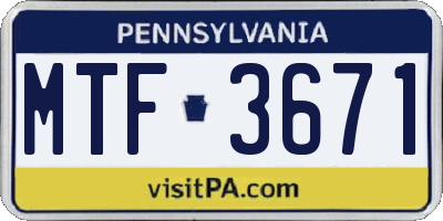 PA license plate MTF3671