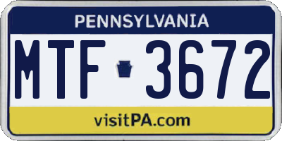PA license plate MTF3672