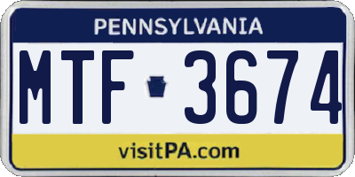 PA license plate MTF3674