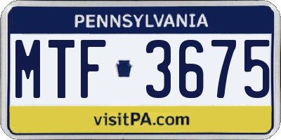 PA license plate MTF3675