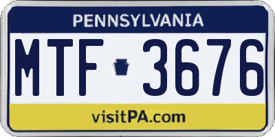 PA license plate MTF3676