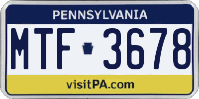 PA license plate MTF3678
