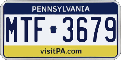 PA license plate MTF3679