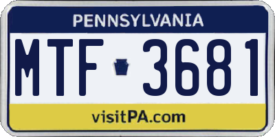 PA license plate MTF3681