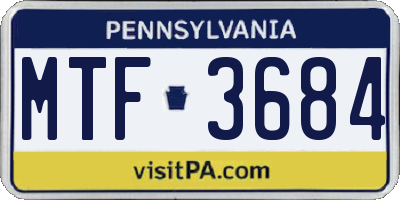 PA license plate MTF3684