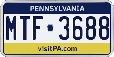 PA license plate MTF3688
