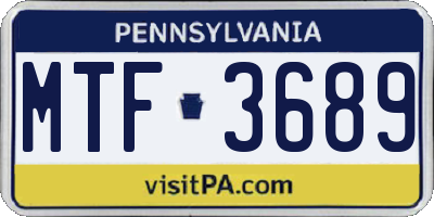 PA license plate MTF3689