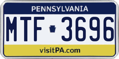 PA license plate MTF3696