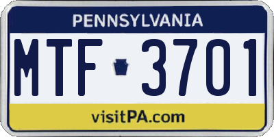 PA license plate MTF3701