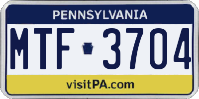 PA license plate MTF3704