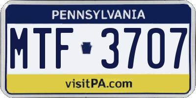 PA license plate MTF3707