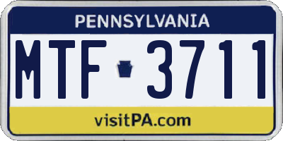 PA license plate MTF3711