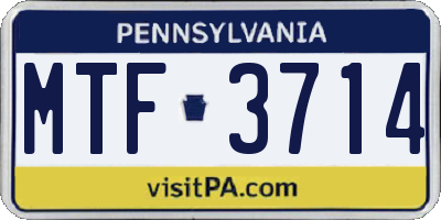 PA license plate MTF3714